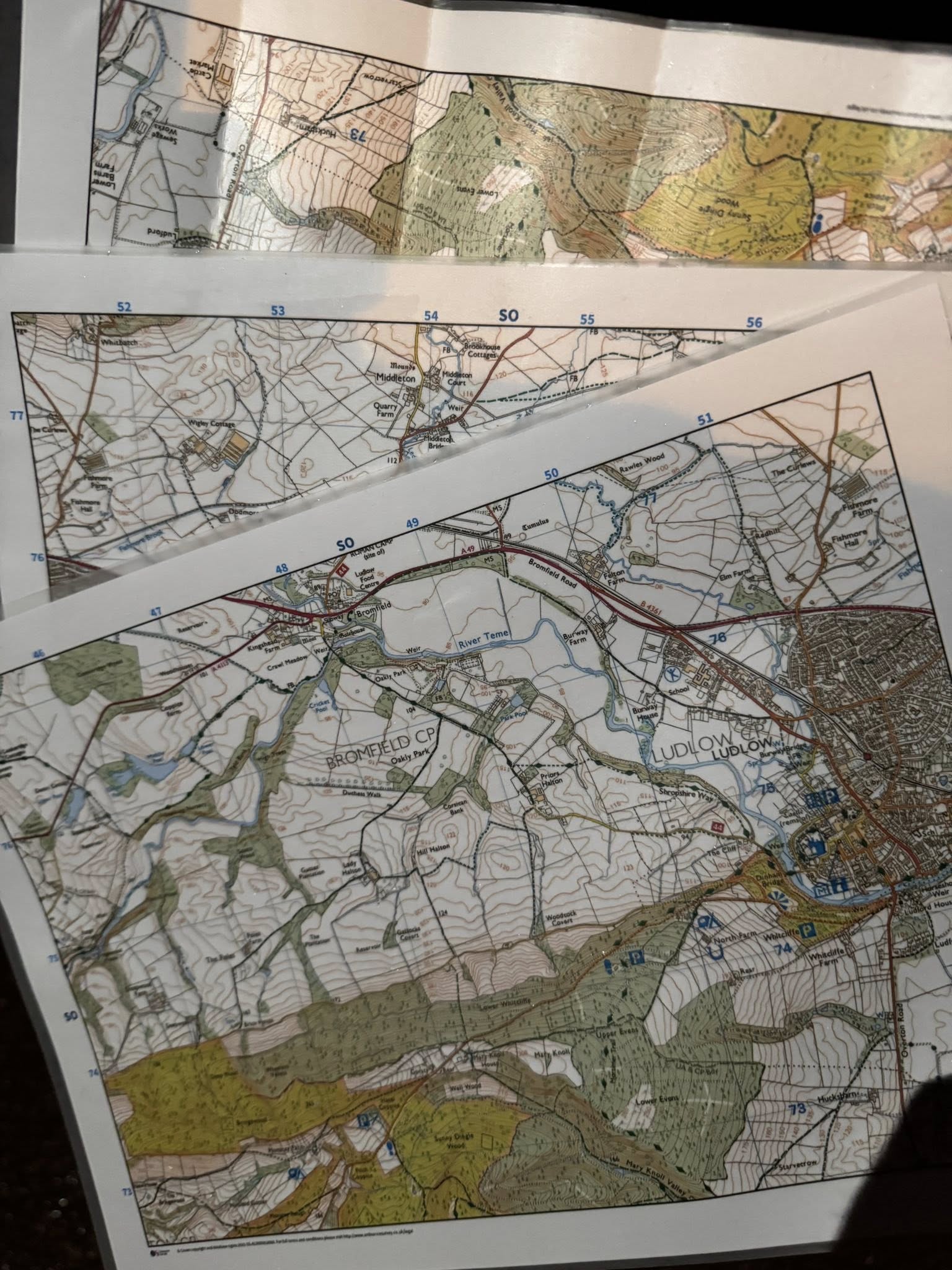 Ordnance Survey maps of the Ludlow area used for navigation training